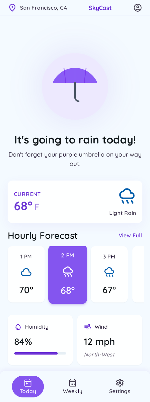 A helpful app that reminds you to grab your umbrella if it'll be raining that day.